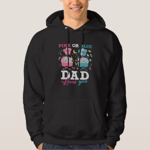 Pink Or Blue Dad Loves You Elephant Baby Gender Re Hoodie