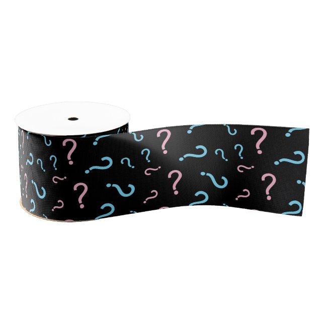 Pink or Blue Gender Reveal Black Grosgrain Ribbon (Spool)