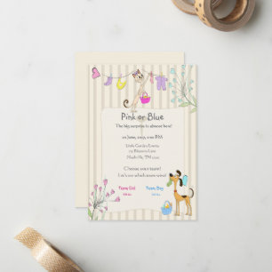 Pink or Blue Gender Reveal Dog & Cat Card