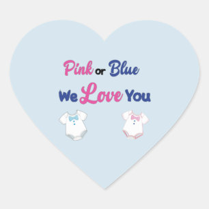 Pink or Blue Gender Reveal Heart Sticker