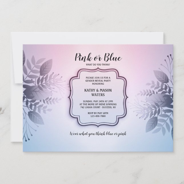 Pink or Blue Gender Reveal Party Invitation (Front)