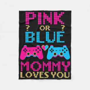 Pink Or Blue Gender Reveal Video Game Mum Gamer Mo Fleece Blanket