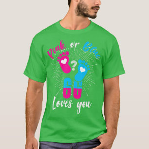 Pink Or Blue Gg Loves You Gender Reveal Baby Party T-Shirt