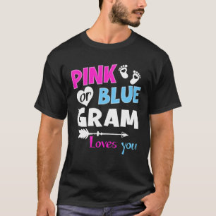 Pink Or Blue Gram Loves You Funny Gender Reveal T T-Shirt