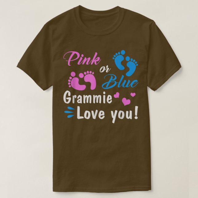 Pink Or Blue Grammie Loves You Gender Reveal Party T-Shirt (Design Front)