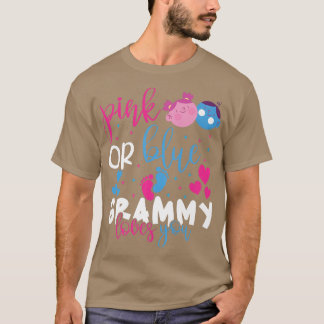 Pink or Blue Grammy Loves You Baby Gender Reveal P T-Shirt