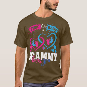 Pink or Blue Grammy Loves You Baby Gender Reveal P T-Shirt