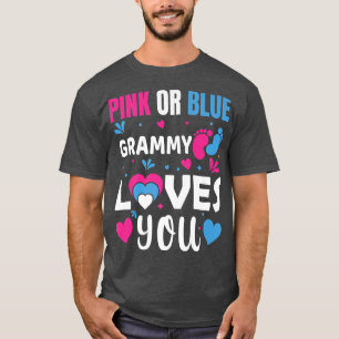 Pink or Blue Grammy Loves You Baby Gender Reveal P T-Shirt