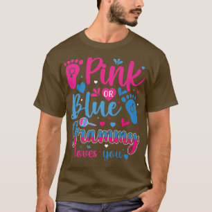 Pink or Blue Grammy Loves You Baby Gender Reveal P T-Shirt