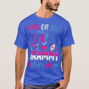 Pink or Blue Grammy Loves You Baby Gender Reveal P T-Shirt