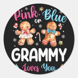 Pink Or Blue Grammy Loves You Gender Reveal Christ Classic Round Sticker