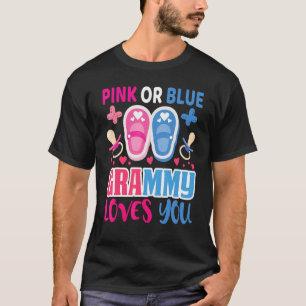 Pink Or Blue Grammy Loves You Gender Reveal Party T-Shirt