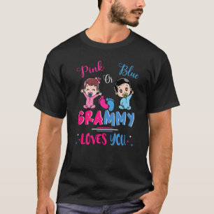 Pink Or Blue Grammy Loves You Gender Reveal Party  T-Shirt