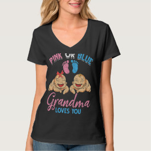 Pink Or Blue Grandma Loves You Baby Shower Gender T-Shirt