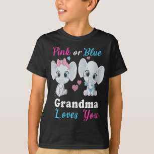Pink or Blue grandma Loves You Elephants Baby Gend T-Shirt