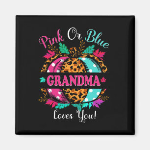 Pink Or Blue Grandma Loves You Leopard Pumpkin Fal Magnet