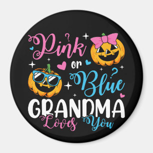 Pink Or Blue Grandma Loves You Pumpkin Baby Circle Magnet