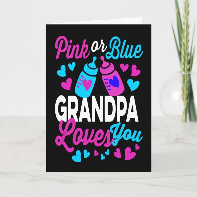 Pink or Blue GRANDPA Loves You | Keeper of Gender Card (Front)