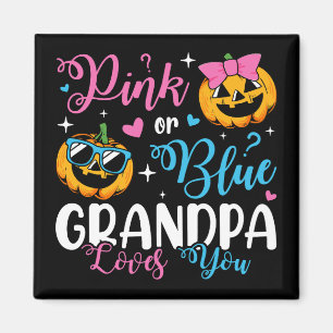 Pink Or Blue Grandpa Loves You Pumpkin Baby Square Magnet