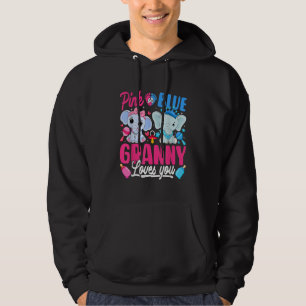 Pink Or Blue Granny Loves You Gender Reveal Elepha Hoodie