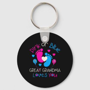 Pink Or Blue Great Grandma Loves You Shirt Gender Key Ring
