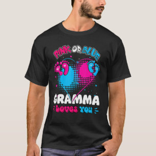 Pink Or Blue Heart Gramma Loves You Shower Gender  T-Shirt