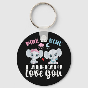 Pink Or Blue I Already Love You Gender Reveal Baby Key Ring