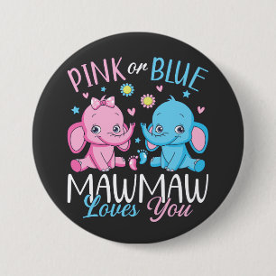 Pink Or Blue Mawmaw Loves You Elephant Baby Round 7.5 Cm Round Badge