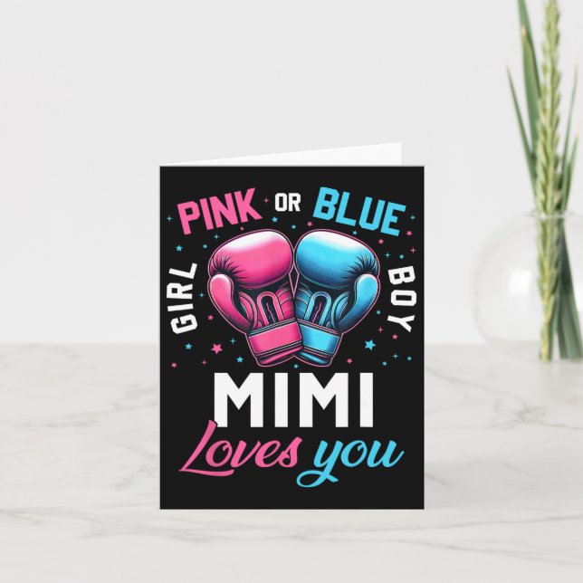 Pink Or Blue Mimi Loves You Boxing Gender Reveal B Card (Front)