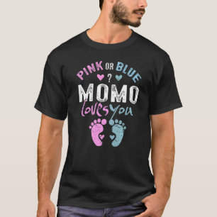 Pink or Blue Momo Loves You Grandma  for Grandpare T-Shirt