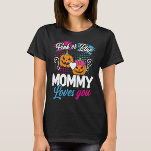 Pink or Blue Mummy Loves You Halloween Pumpkin Gen T-Shirt
