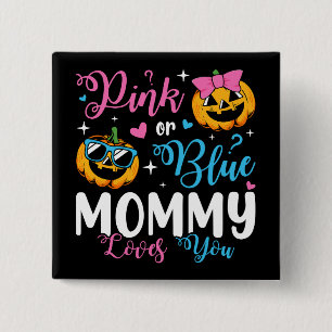Pink Or Blue Mummy Loves You Pumpkin Baby Square 15 Cm Square Badge