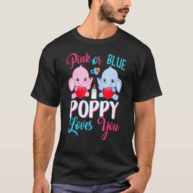 Pink Or Blue Poppy Loves You Elephants Baby Gender T-Shirt (Front)