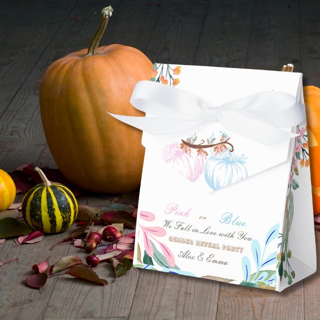 Pink or Blue Pumpkin Gender Reveal  Invitation Favour Box (Creator Uploaded)