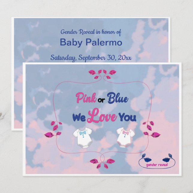 Pink or Blue Tie Dye Gender Reveal Invitation (Front/Back)