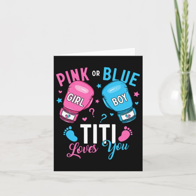 Pink Or Blue Titi Loves You Boxing Gender Reveal B Card (Front)