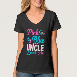 Pink Or Blue Uncle Loves You Baby Gender Reveal Pa T-Shirt