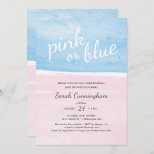 Pink or Blue Watercolor Gender Reveal Baby Shower Invitation
