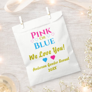 Pink Or Blue, We Love You! Gender Reveal Favour Bags