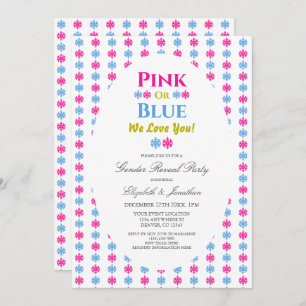Pink Or Blue We Love You Snowflake Gender Reveal Invitation