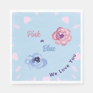Pink or Blue We Love You Watercolor Flowers Napkin
