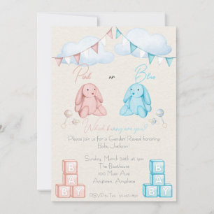 Pink or Blue Which Bunny Are You? Gender Reveal Invitation