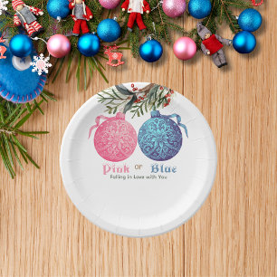 Pink or Blue Winter Gender Reveal Party  Paper Plate