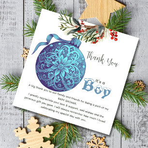 Pink or Blue Winter Gender Reveal Party Thank you Card