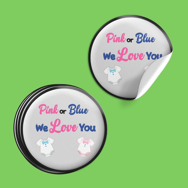 Pink or Blue with Layette Bodysuits Classic Round  Sticker (Creator Uploaded)