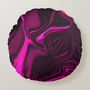 Pink or purple curves on dark purple background round cushion