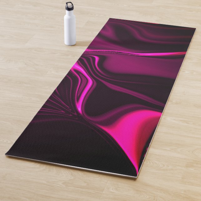 Pink or purple curves on dark purple background yoga mat (In Situ)