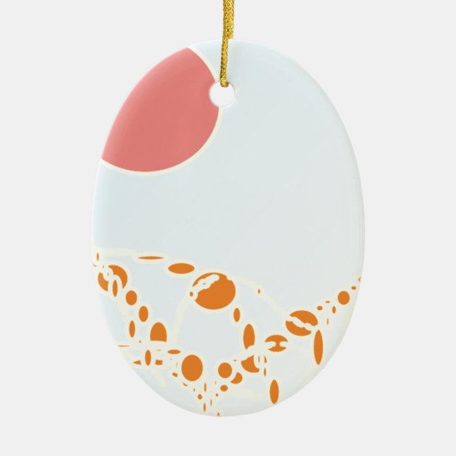 pink & orange 1276 abstract art ceramic tree decoration (Front)