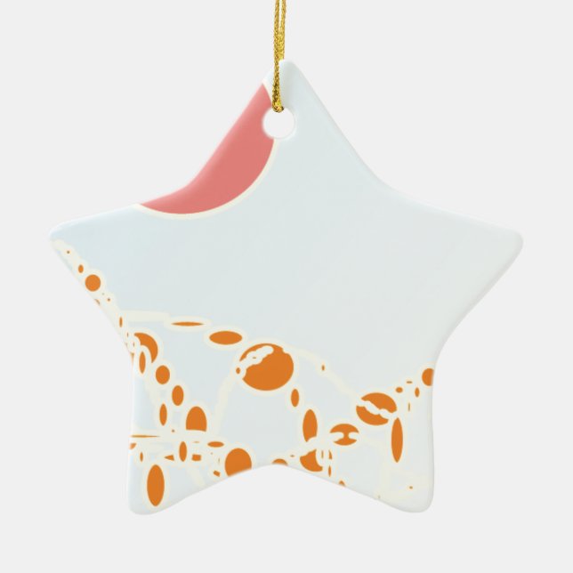 pink & orange 1276 abstract art ceramic tree decoration (Front)