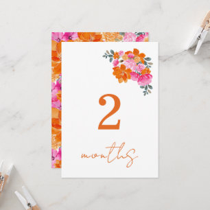 Pink Orange 2 Months Baby Monthly Milestone Card
